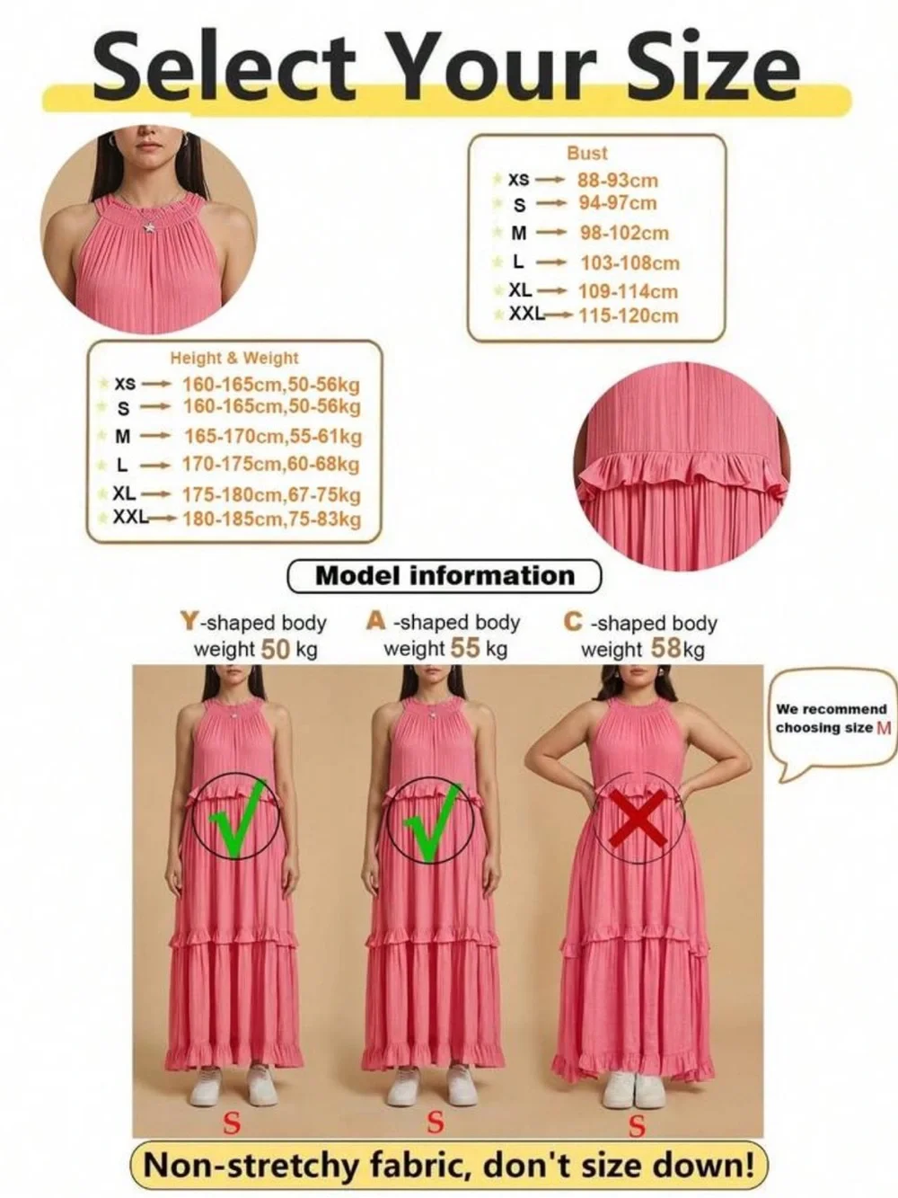 Boho Maxi Halter Ruffle Dress in Coral Pink - Picture 3 of 4